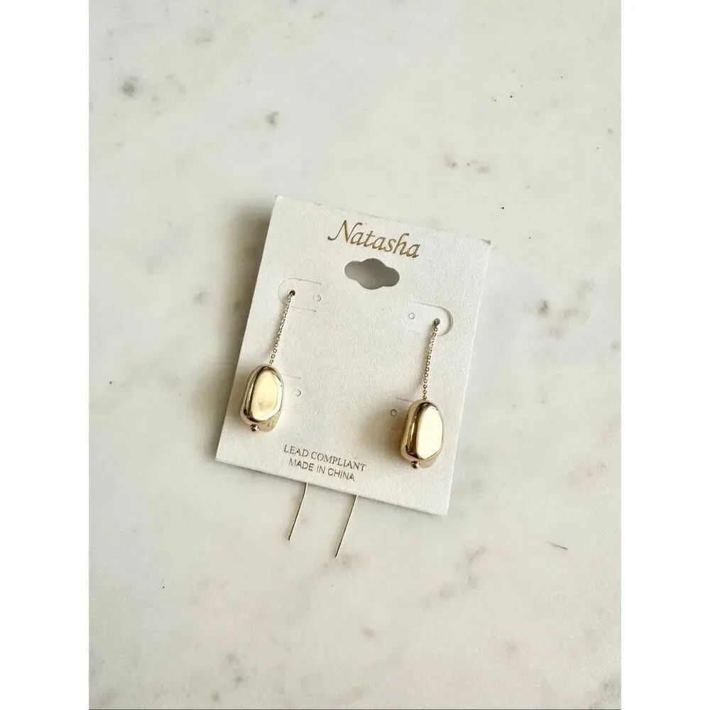 Natasha sleek gold color dangle earrings